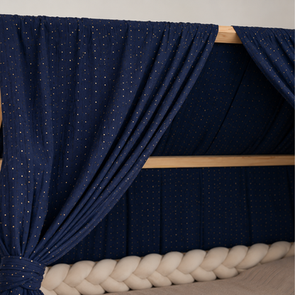 Ciel de lit cabane (pack de 2) Bleu nuit pois dorés