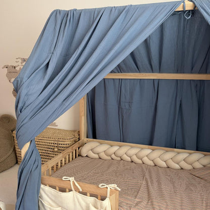 Ciel de lit cabane (pack de 2) Bleu jean
