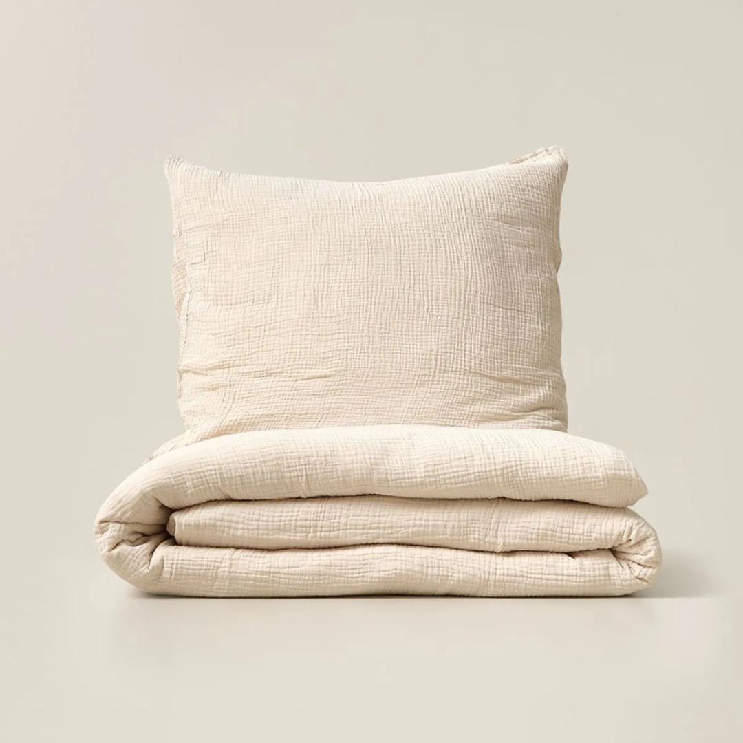 Housse de couette mousseline Ecru