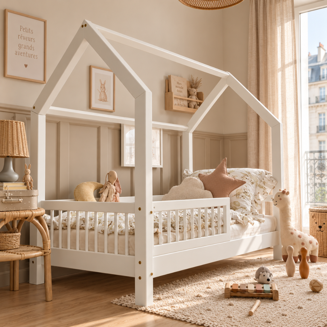 Lit cabane Montessori avec barrière Pia