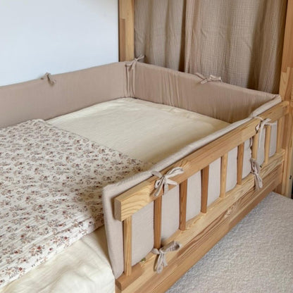 Tour de lit cabane double gaze Beige