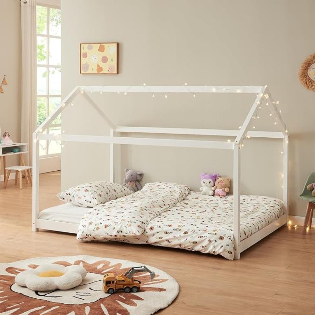 Lit cabane Montessori - 90x200cm - Blanc
