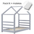 Lit cabane Montessori avec matelas - 70x140cm - Gris