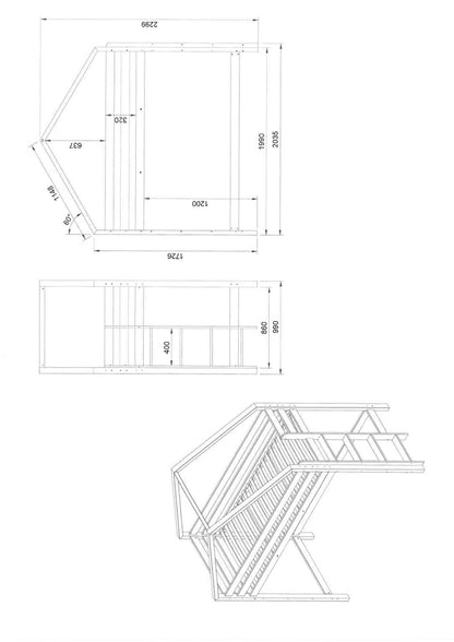 Lit cabane superposé Mezzanine 90x200cm