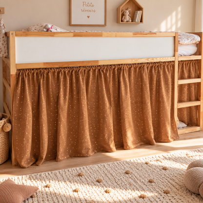 Rideaux lit Kura IKEA - Caramel à pois dorés