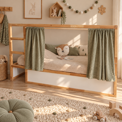 IKEA Kura Bed katoenen mousseline gordijn - Eucalyptusgroen