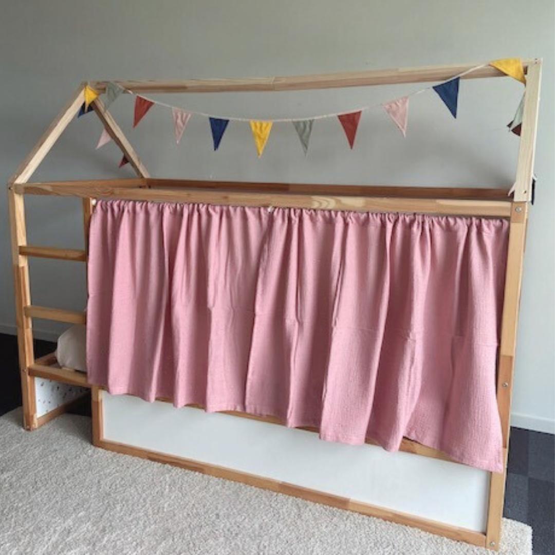 Rideaux lit Kura Ikea Rose à pois dorés