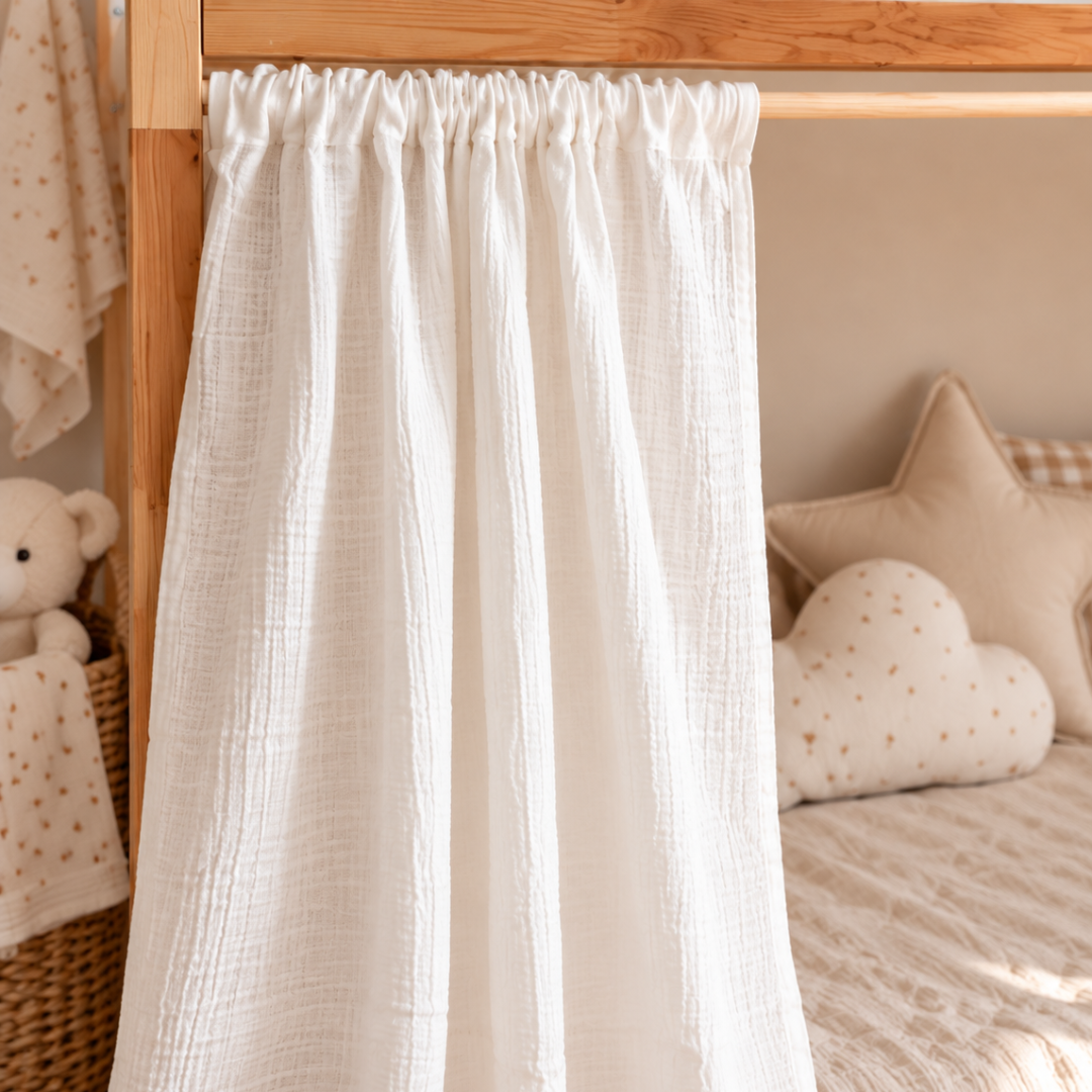 IKEA Kura Bed katoenen mousseline gordijn - Eucalyptusgroen