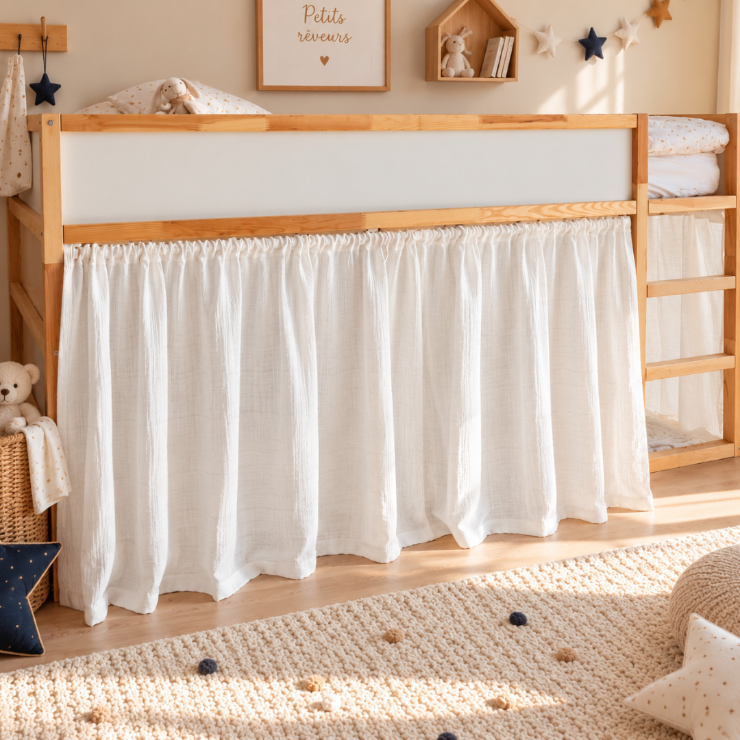 IKEA Kura Bed katoenen mousseline gordijn - Eucalyptusgroen