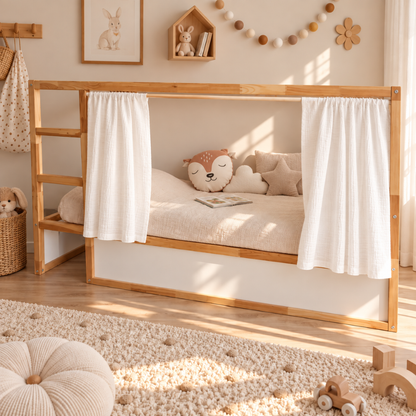 IKEA Kura Bed katoenen mousseline gordijn - Eucalyptusgroen