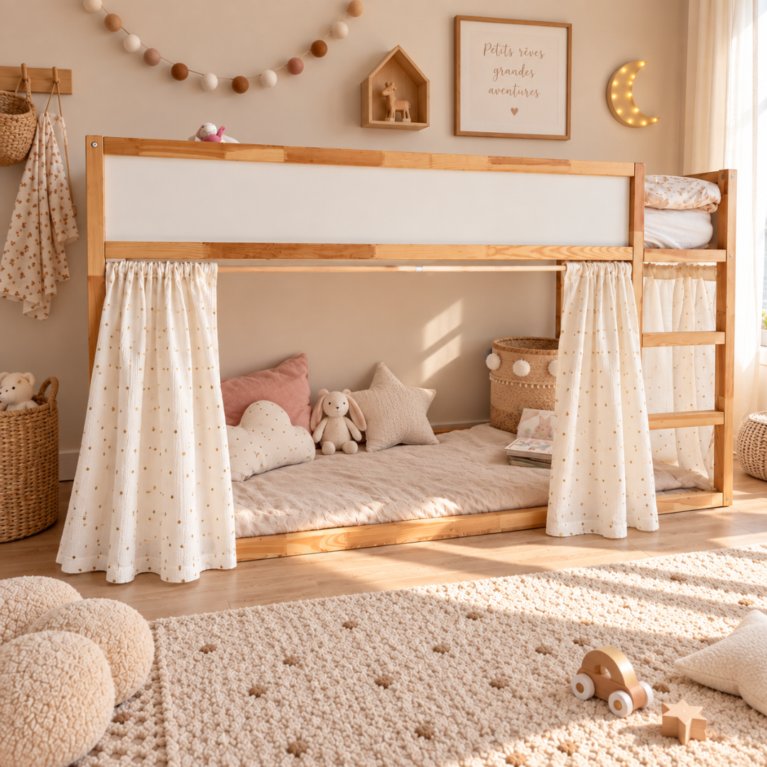 IKEA Kura bed katoenen mousseline gordijn - Ecru