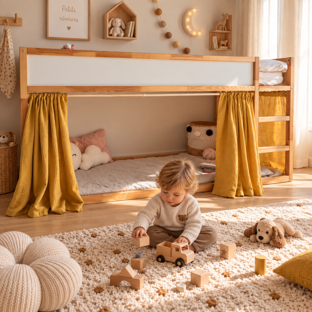 IKEA Kura bedgordijnen - Mosterdgeel
