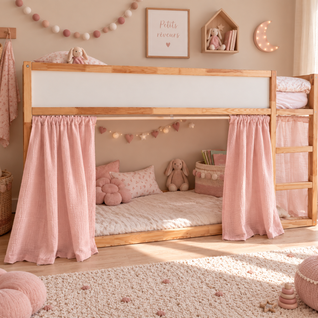IKEA Kura bed katoenen mousseline gordijn - Ecru