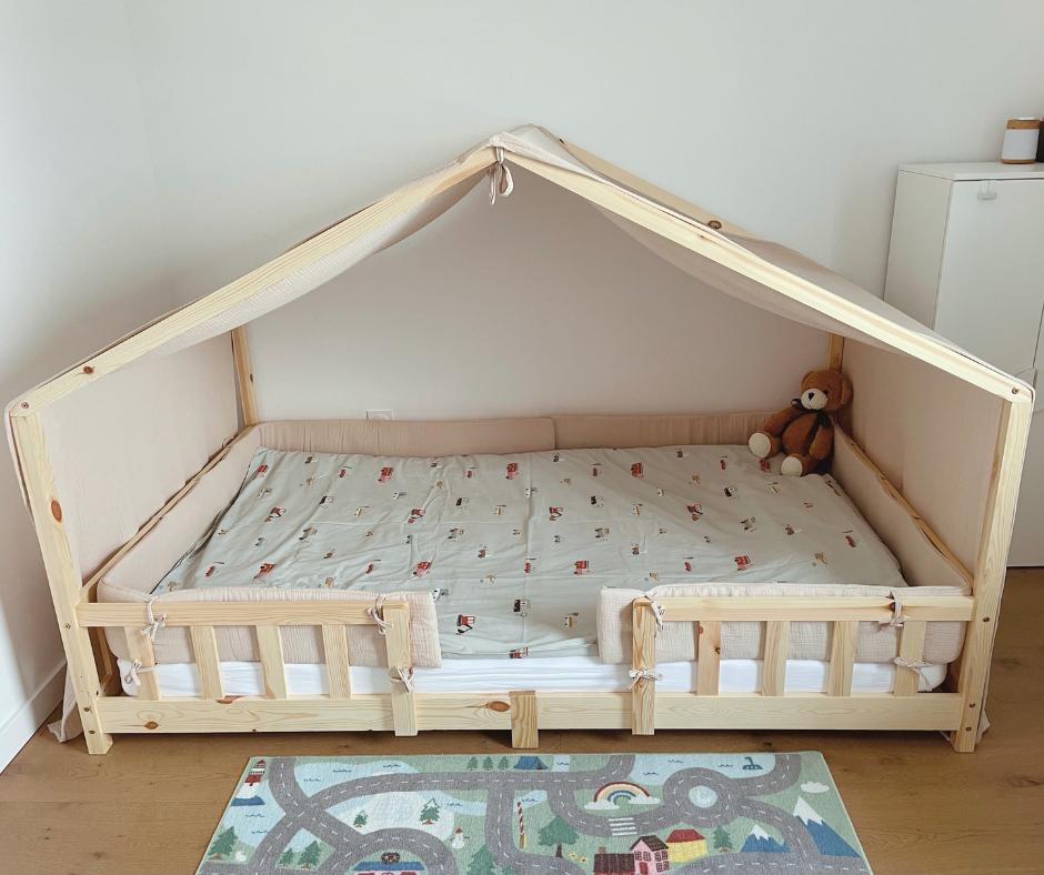 Tour de lit cabane double gaze Beige 19x370cm