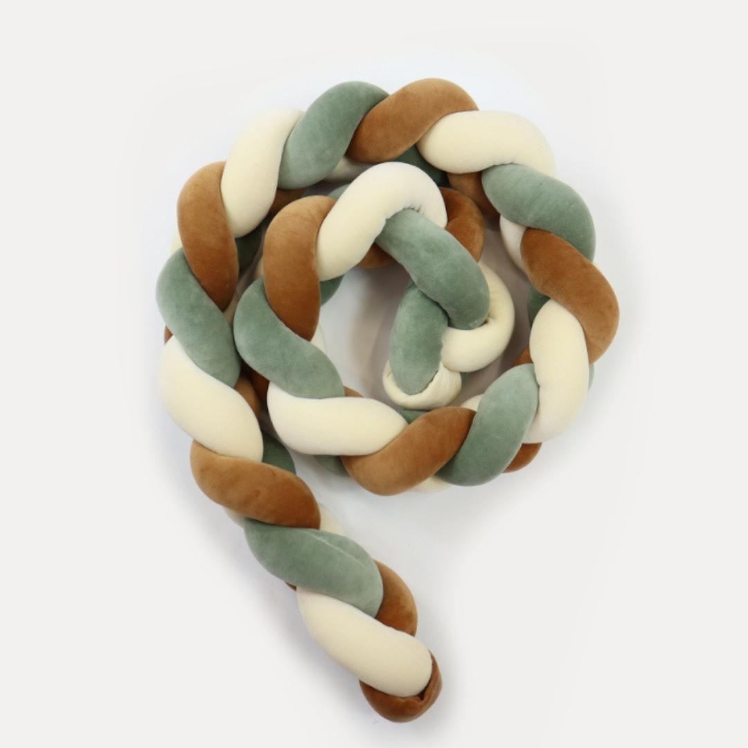 Tresse de lit écru camel &amp; vert 240cm