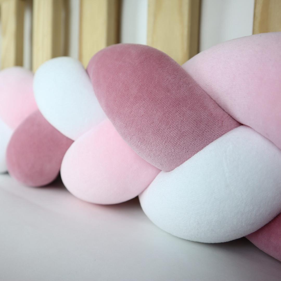 Tresse de lit rose &amp; blanc 300cm