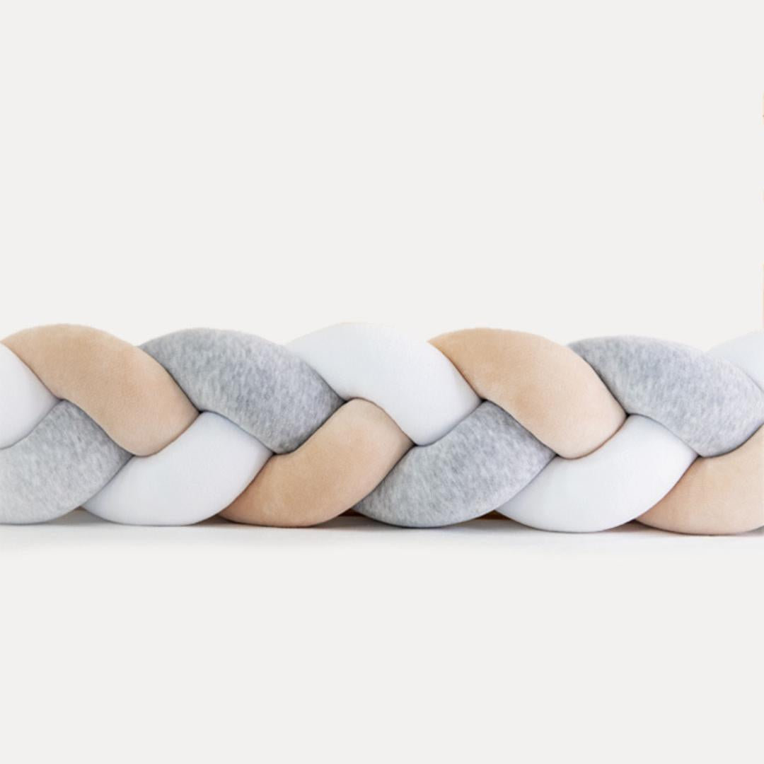 Tresse de lit beige blanc &amp; gris 200cm