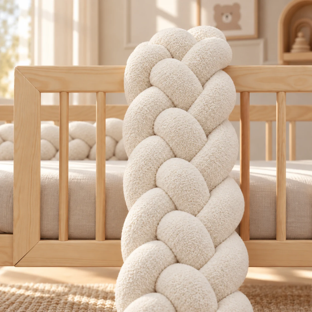 Tresse de lit 4 brins Teddy bouclette Blanc