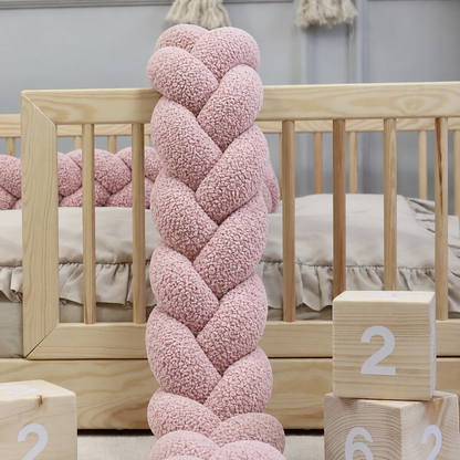 Tresse de lit 3 brins Teddy bouclette Rose poudré
