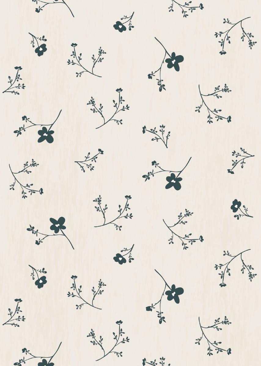 Papier peint chambre enfant Fleurs - Blanc &amp; Bleu