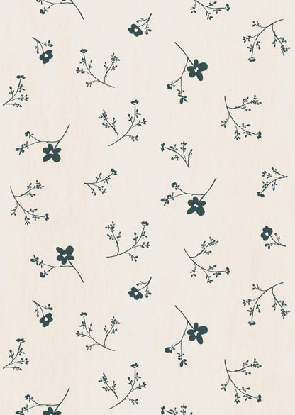 Papier peint chambre enfant Fleurs - Blanc &amp; Bleu