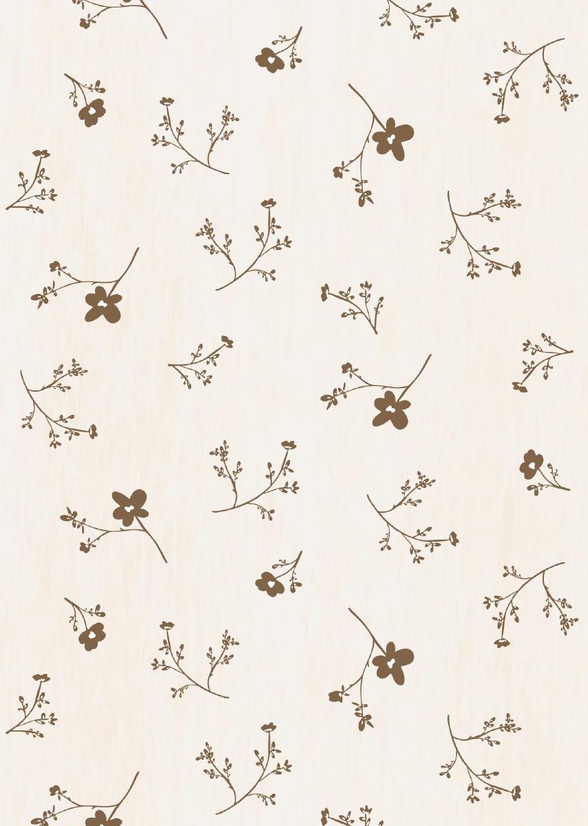 Papier peint chambre enfant Fleurs - Blanc &amp; Marron