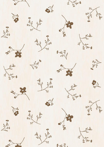 Papier peint chambre enfant Fleurs - Blanc &amp; Marron