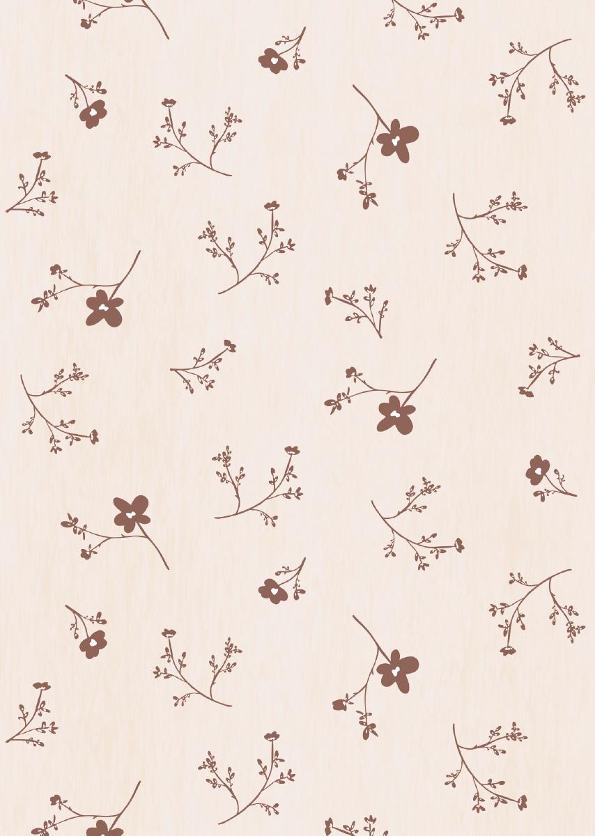 Papier peint chambre enfant Fleurs - Rose nude &amp; Terracotta