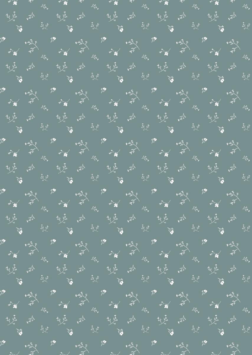 Papier peint chambre enfant Fleurs - Bleu &amp; Blanc