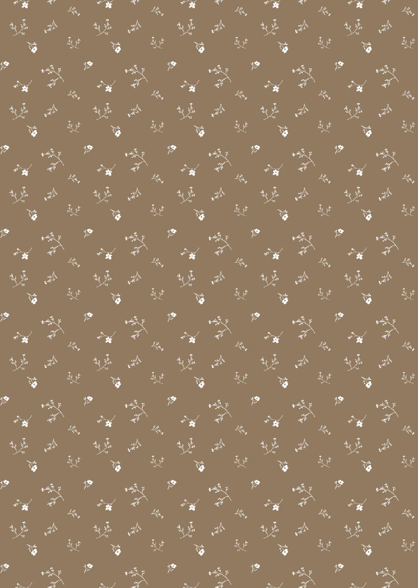 Papier peint chambre enfant Fleurs - Marron &amp; Blanc