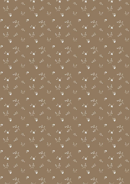 Papier peint chambre enfant Fleurs - Marron &amp; Blanc