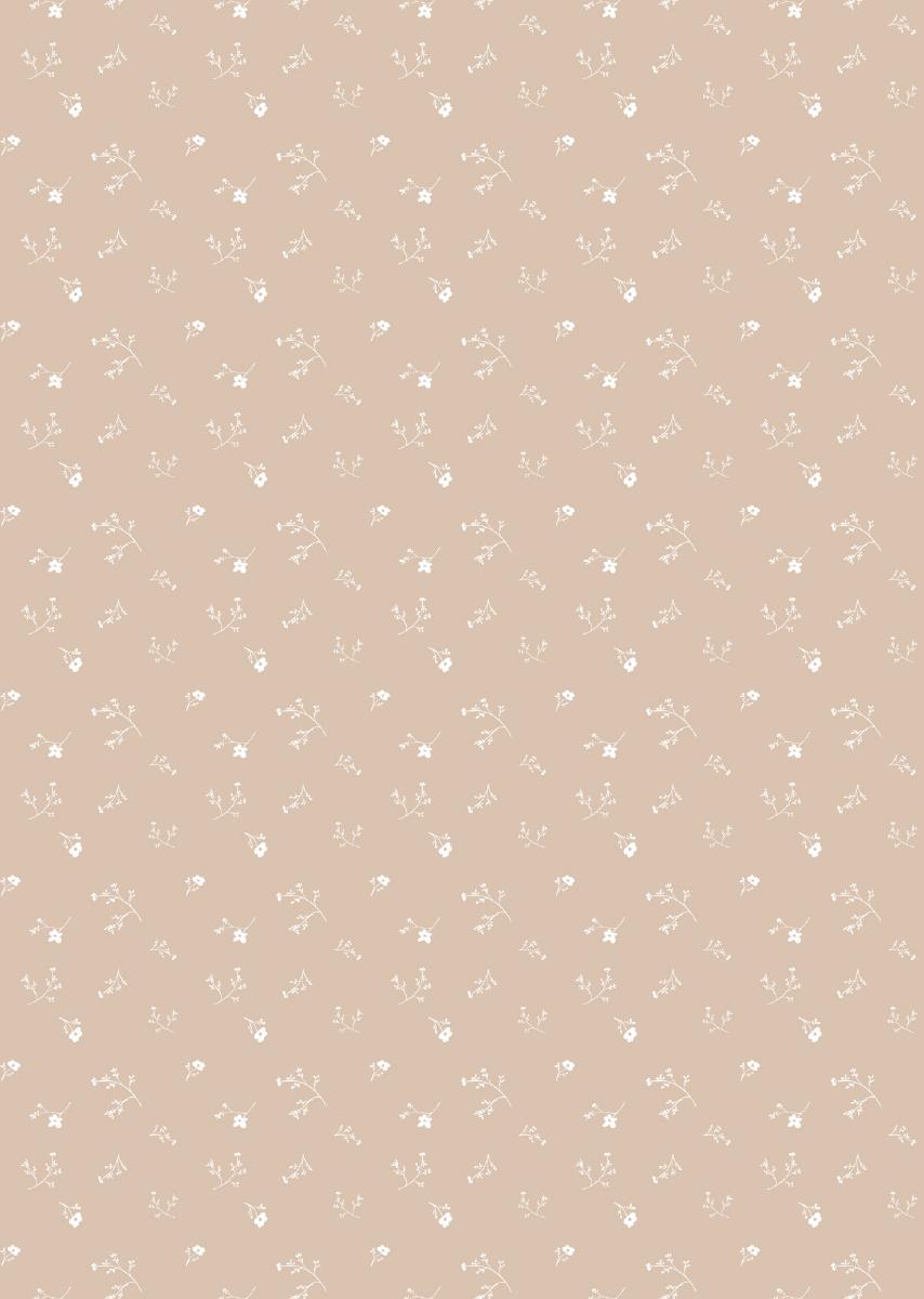 Papier peint chambre enfant Fleurs - Rose nude &amp; Blanc