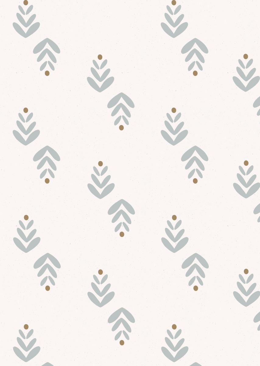 Papier peint chambre enfant Feuilles - Bleu &amp; Cappuccino