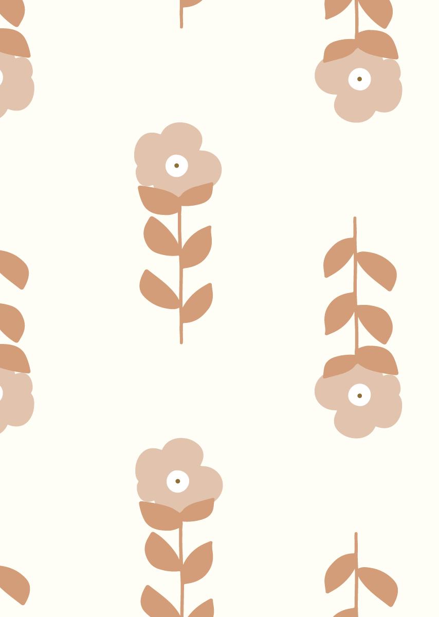 Papier peint chambre enfant Fleurs - Rose &amp; Terracotta