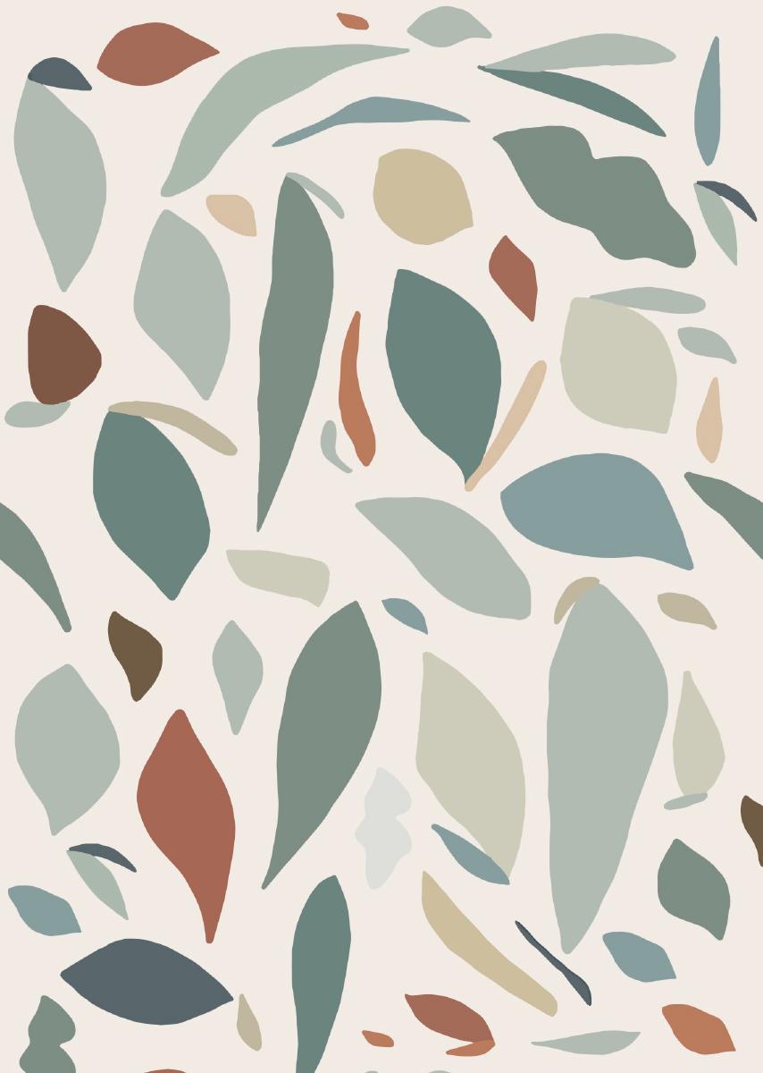 Papier peint chambre enfant motif fruits - Bleu &amp; Terracotta