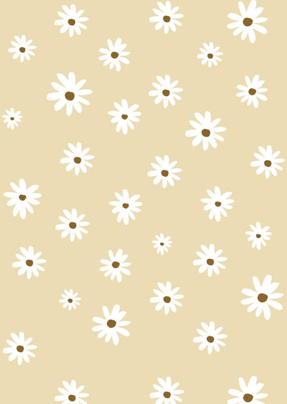 Papier peint chambre enfant Marguerites - Jaune &amp; Blanc