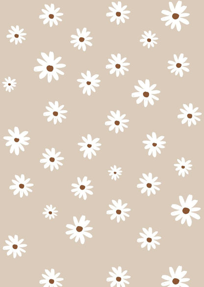 Papier peint chambre enfant Marguerites - Rose nude &amp; Blanc