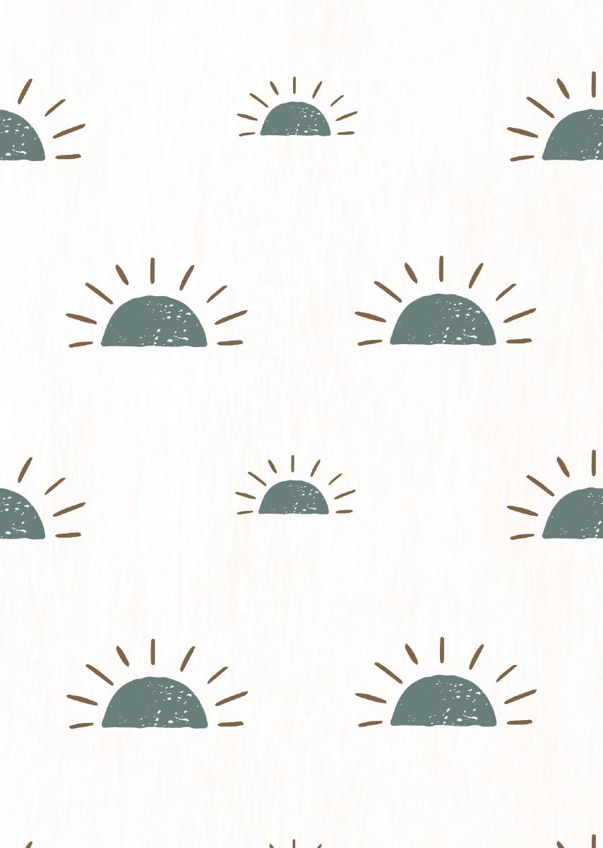 Papier peint chambre enfant Soleil - Bleu &amp; Blanc