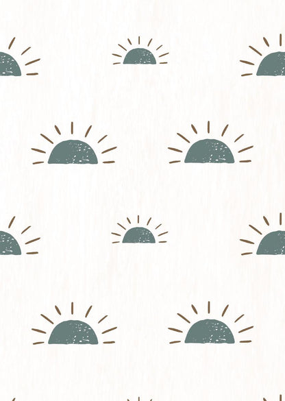 Papier peint chambre enfant Soleil - Bleu &amp; Blanc