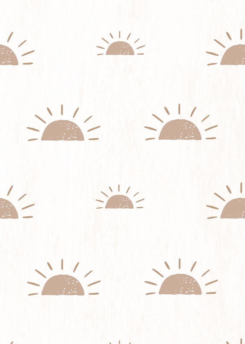 Papier peint chambre enfant Soleil - Rose nude &amp; Blanc