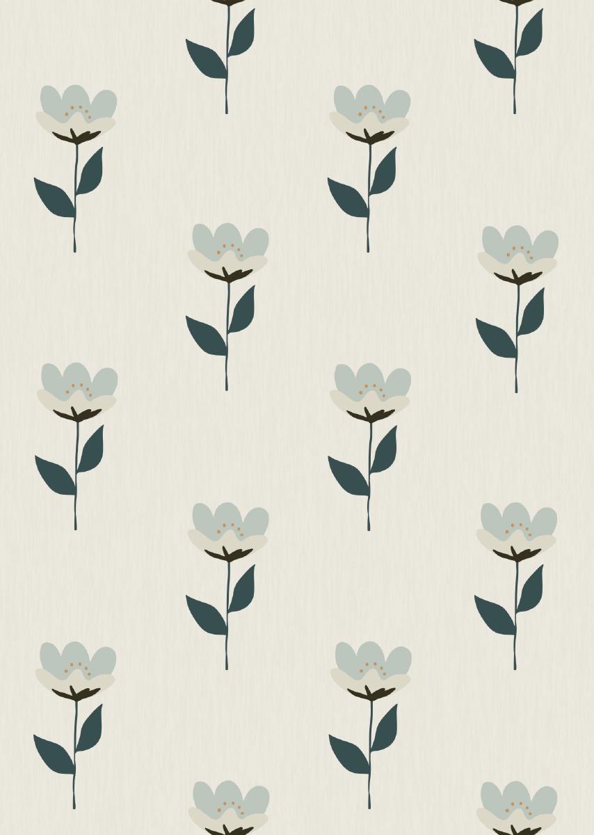 Papier peint chambre enfant Fleurs bleues