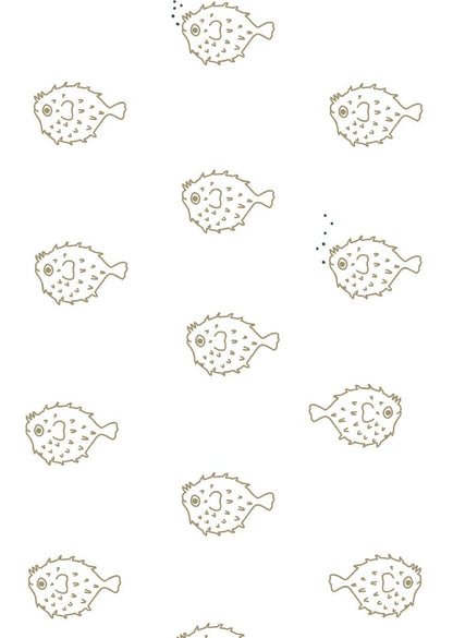 Papier peint chambre enfant Poisson - Jaune ocre