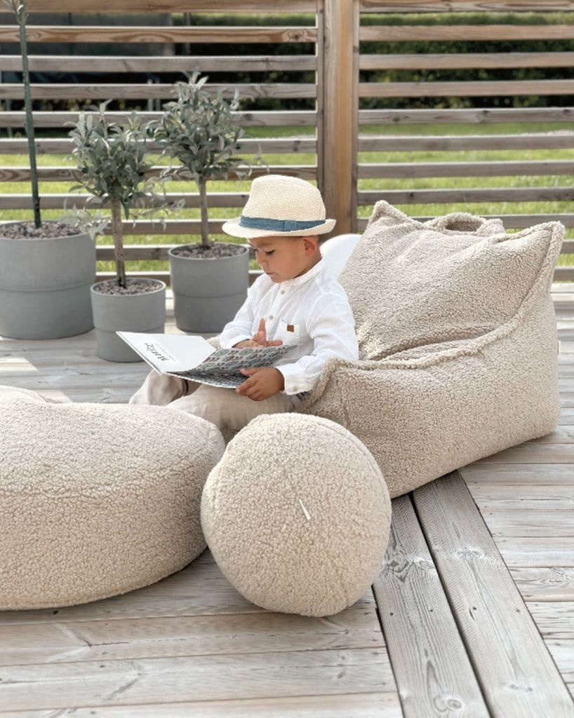 Fauteuil enfant Teddy bouclette Beige