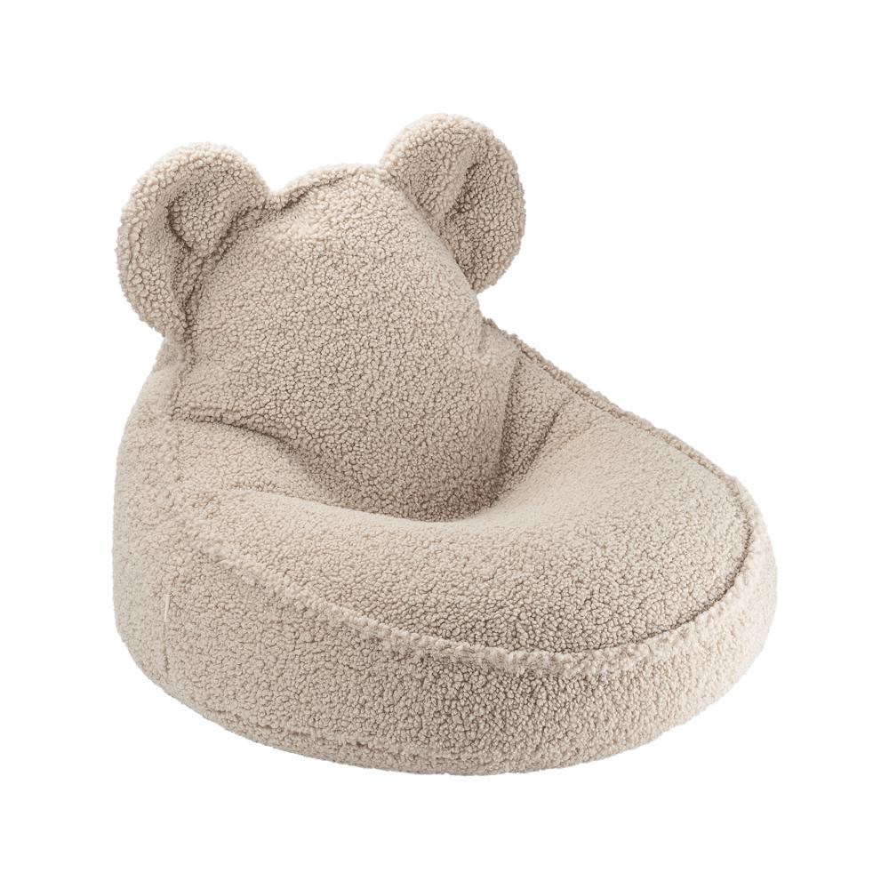Fauteuil enfant ourson tissu bouclette Beige