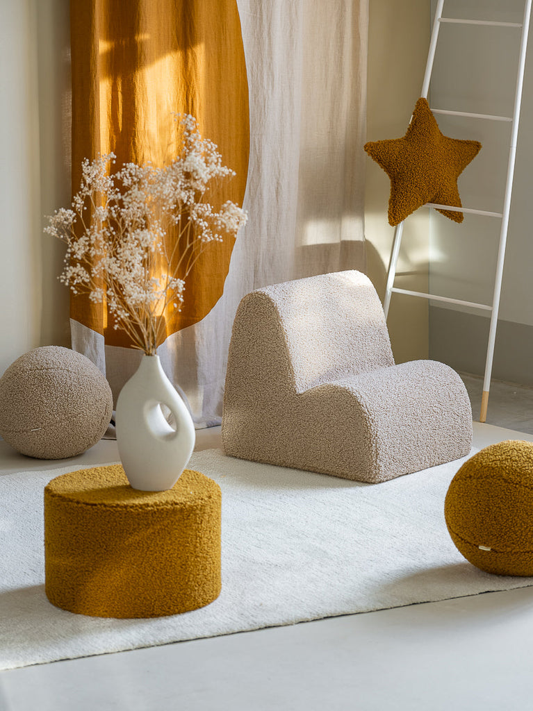 Fauteuil enfant Teddy bouclette Beige
