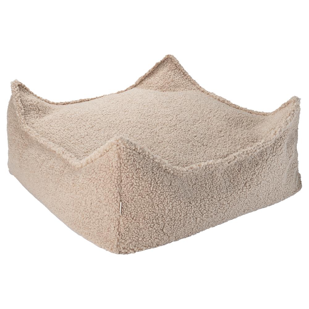 Pouf carré bouclette Ecru