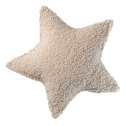 Coussin étoile bouclette Beige