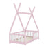 Lit tipi 70x140cm avec barrière - Rose & blanc