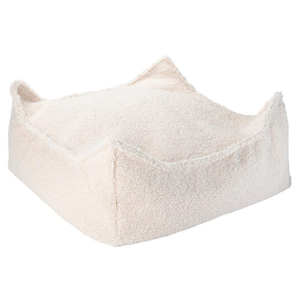 Pouf carré bouclette blanc