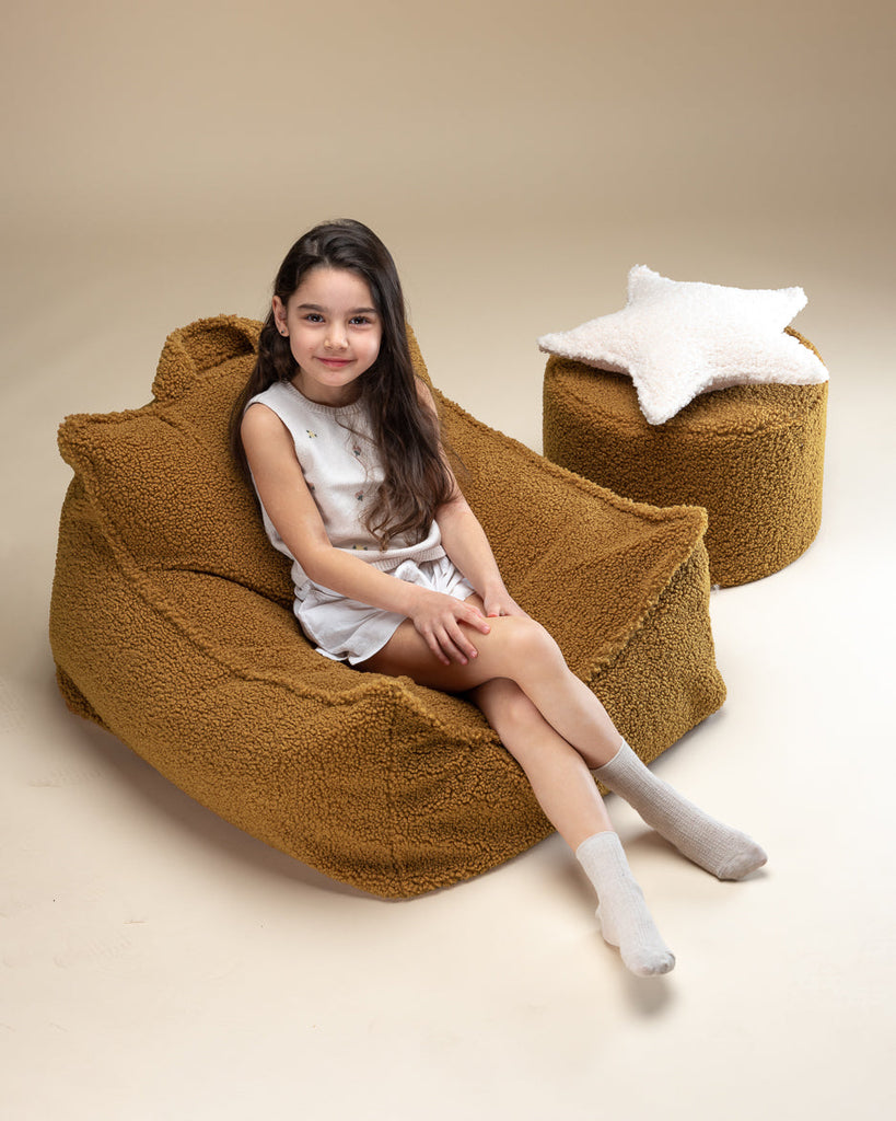 Coussin étoile bouclette Blanc